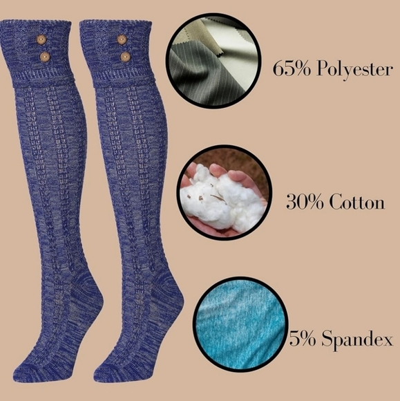 NWT Tipi Toe Marled Light Blue Cable Knit Knee High Boot‎ Socks Over Knee Socks - Picture 7 of 11